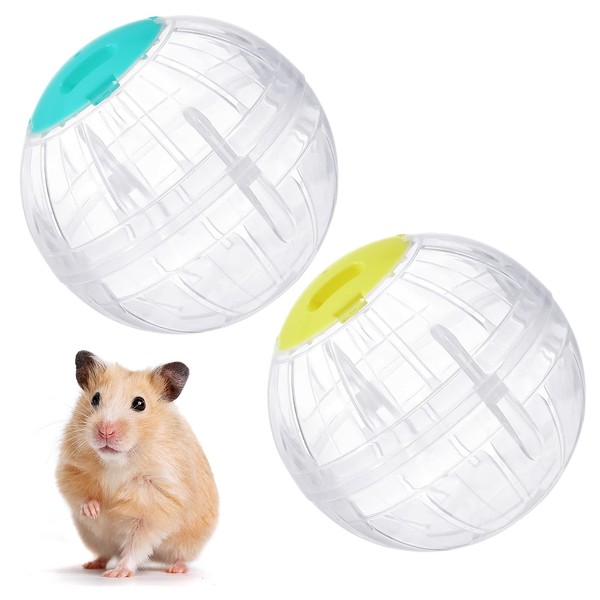 2 Pieces Hamster Exercise Ball, 5.7 Inch Hamster Running Ball Transparent Plastic Hamster Ball Wheel for Dwarf Hamsters Small Pets to Reduce Boredom and Increase Activity