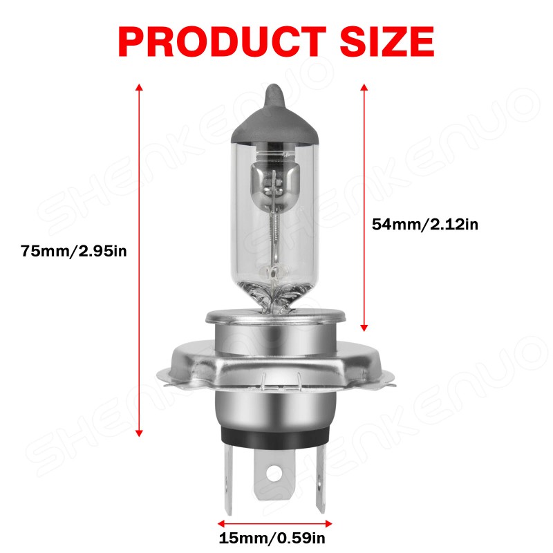 SHENKENUO Pair 7inch Round Light Housing H4 Halogen High/Low Bulbs