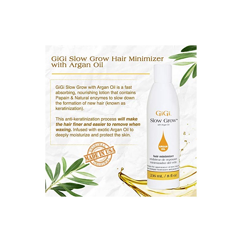 Gigi Slow Grow Lotion with Argan Oil, 8 Ounce