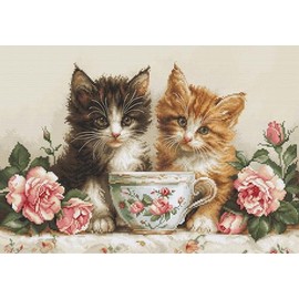 Luca-S Gold Counted Cross Stitch Kit - Morning of Cats BU5070 Counted Cross Stitch Kit for Adults Needlework and Embroidery Kit