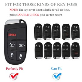YALNORVA for Jeep Dodge Key Fob CoverKey Fob Case Cover Fits for Jeep Grand Cherokee Renegade Compass Dodge Charger Durango Journey Challenger Chrysler 200 300 Key