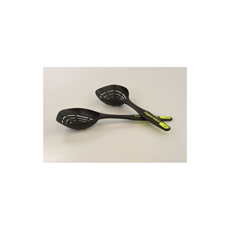 Tupperware 30184 Hand-Held Slotted Spoon Deep Draining Spoon 2 Black/Yellow