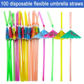BLUE TOP 100pcs Umbrella Drink Straws 9.45 Inch Assorted Colors, Fancy Mini Paper Umbrella Drink for Cocktail,Milkshake,Juice,Great for Valentine's Day Beach Party,Hawaiian Party,Luau Party,Bar