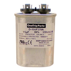 OneTrip Parts USA Run Capacitor 15 UF - 15 MFD 370 VAC Flat Oval