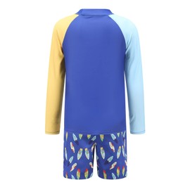 Moon Tree Boys Long Sleeve Rash Guard Swimsuits Set Kids Two Piece Swimwear Set with Swim Trunks Sailboards Size 8/6-8 Years