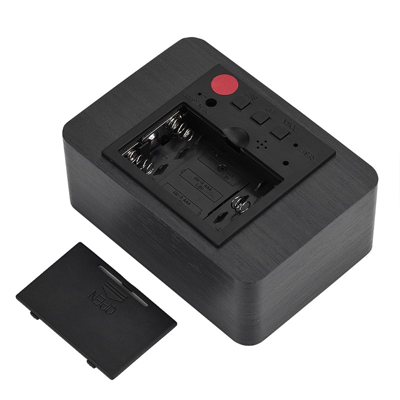 LED Wooden Alarm Clock, Alarm Function/Voice Control and Continuous Light