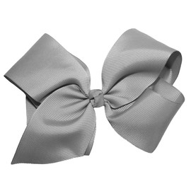 WD2U Girls Large 6" Grosgrain Knotted Hair Bow French Clip Barrette Light Grey