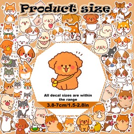 Pack of 50 Cute Dog Stickers, Dog Stickers Kids Kawaii Cute Dog Stickers Vinyl Cartoon Animals Creative DIY for Luggage Bicycle Children Teenagers Adults Decoration