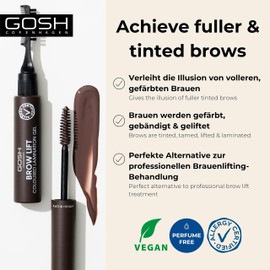 GOSH Brow Lift Lamination Eyebrow Gel with Colour, Vegan, Fixing Gel for Quick Flawless Brow Styling, with Salon Effect, Fragrance-Free & Long-Lasting I Suitable for Allergy Sufferers I Dark Brown
