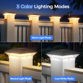 LETMY 12 Pack Solar Post Cap Lights Outdoor, 40 LEDs 4x4 Fence Post Solar Lights Outdoor Waterproof with 3 Modes, Solar Powered Deck Fence Cap Light for 3.5x3.5 4x4 Vinyl/Wooden Posts (Black)