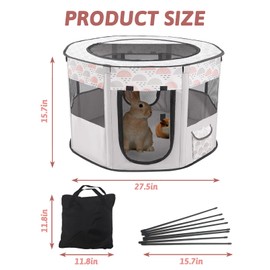 BNOSDM Rabbit Playpen with Zippered Top Portable Small Pet Cage Tent Bunny Foldable Pop Up playpen Indoor Outdoor Travel Use Exercise Yard Fence for Rabbits Ferrets Cats Guinea Pigs