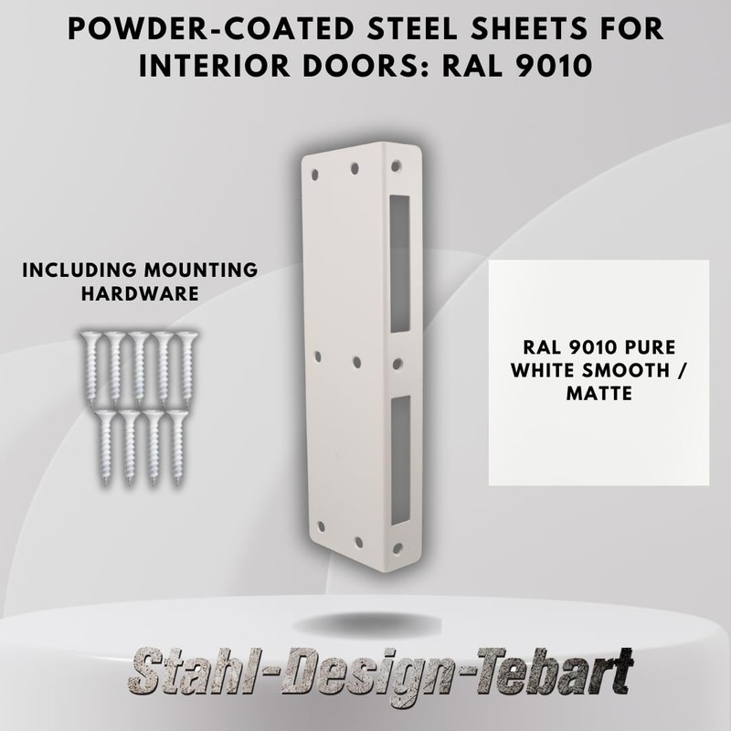 Powder-coated sheet steel for front doors, room doors and interior