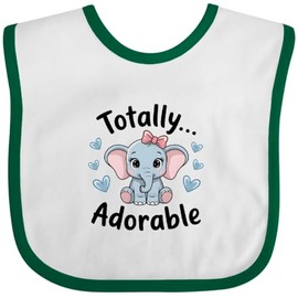 inktastic Totally Adorable Baby Elephant Baby Bib White and Green 46d59