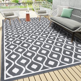 Pauwer Outdoor Rug Waterproof, 6'x9' Reversible Outdoor Plastic Straw Rug, Outdoor Patio Camping Rug RV Mat, Indoor Outdoor Area Rugs Carpet for Patio, RV, Picnic, Backyard, Deck, Balcony, Porch