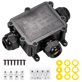 3-Way Cable Connection Box with Quick Connector IP68 3-Way Junction Box Connection Box Power Distributor Waterproof Terminal Box External Distribution Box for Cable Diameter 4 mm - 14 mm, Pack of 1