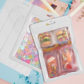 ANZNKU 100 Pcs Resealable Mylar Bags with Clear Window Bags Packaging Bags Foil Pouch Zipper Bags for Food Self Sealing Storage Supplies (4.72x7.1 inches, White)