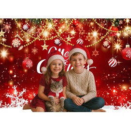Dudaacvt 7x5ft Christmas Backdrop Red Merry Christmas Backdrop for Photography Xmas Snowflake Photo Banner for Winter New Year Xmas Eve Family Party Decoration D784