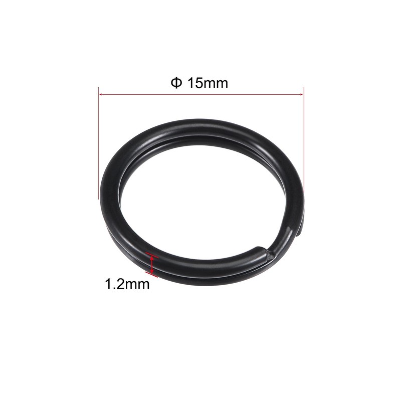 sourcing map Split Key Rings Electrophoresis Paint Iron Lanyard Zip