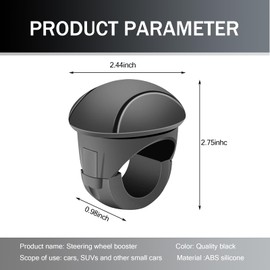 pinflaw Pack-1 Car Steering Wheel Booster, Anti-slip Silicone One-hand Steering Auxiliary Driving Tool, Multifunctional 360 Degree Rotating Effort-saving Power Handle, Universal for Cars (Black)