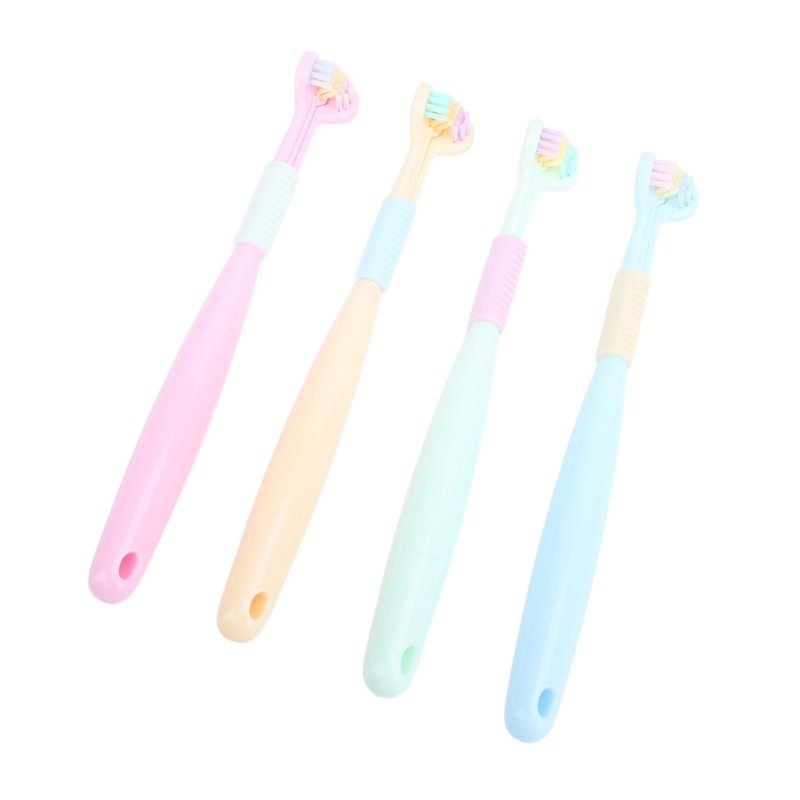 4pcs Three Sided Toothbrush Soft Bristles Three Head Teeth Cleaner