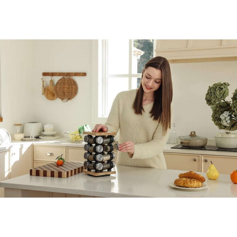 Orii 16-Jar Rotating Spice Rack with Spices Included – Pre-Filled