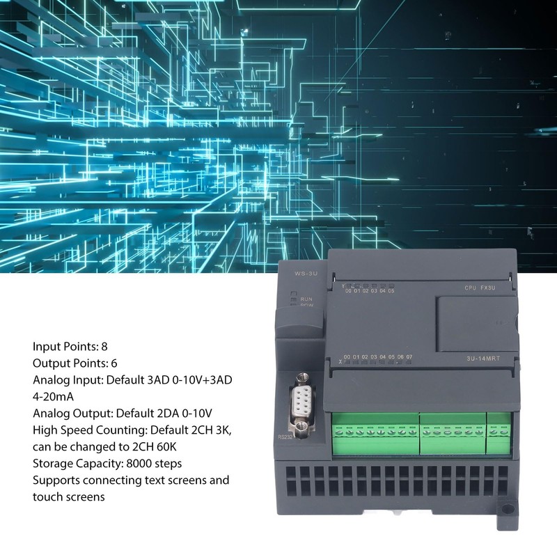 PLC Controller, 5A, 8 Inputs, 6 Outputs, High Speed Counting,