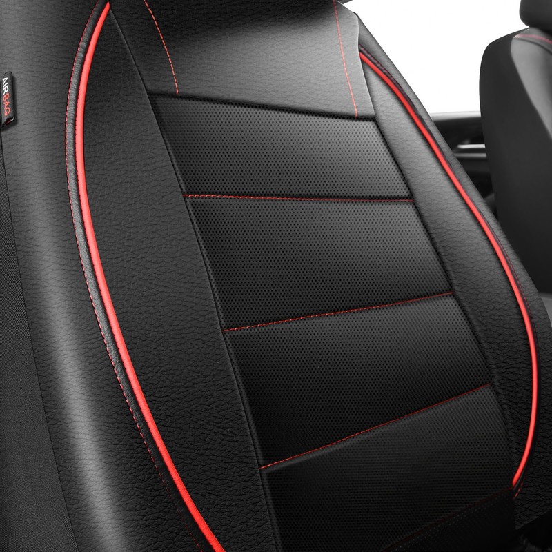 CAR PASS Universal FIT Piping Leather Two Front Seat Covers,