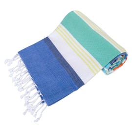 DII 100% Cotton, Machine Washable, Turkish Fouta Towel, Fast Drying, Ultra Soft & Absorbent, Multi Use Towel/Blanket, 39 x 71- Beachy Blue