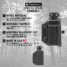 Clip & Carry Kydex Case for LEATHERMAN (Kydex Case) CHARGE+ Compatible [Genuine Import] [MBK (Matte Black)]