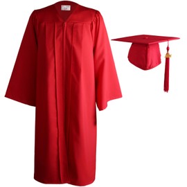 OSBO GradSeason Matte Graduation Gown Cap Tassel Set 2024 for High School and Bachelor (Red, 57" Plus(6'0"-6'2"))