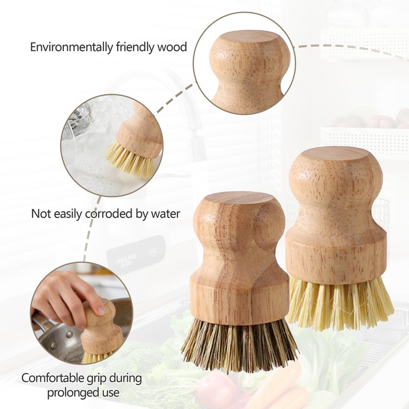 2Sets Bamboo Palm Brush with 2 Drain Racks