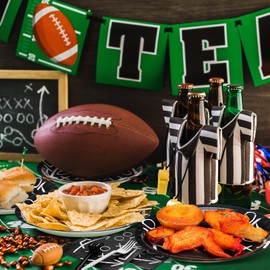 Umigy 96 Pcs Football Birthday Party Decorations Football Party Tableware Black White Football Party Supplies for 24 Guests Cups Napkins Forks for Football Birthday Party