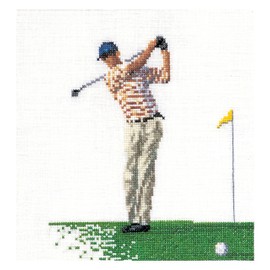 Thea Gouverneur 18 Count Counted Cross Stitch Kit, 6-1/4 by 6-3/4-Inch, Golf on Aida