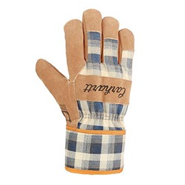 Carhartt Women's WB Waterproof Breathable Suede Work Glove with Safety Cuff, Navy Plaid, Medium (Pack of 1)
