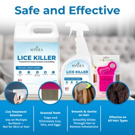 Hygea Natural Lice Kit Includes Comb with Magnifier for lice and nits and Lice Spray & Refill for Home, Furniture, Bedding - Natural Treatment- Family Friendly and pet Safe - Stain and Scent Free