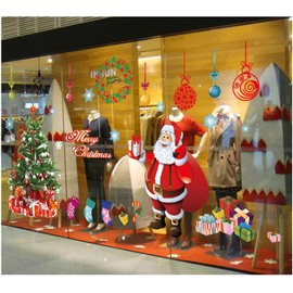 TBSCWYF Window Stickers Large Reindeer Christmas Tree Cling Decals Resuable for Xmas Home Shop Party Decorations Christmas Windows Clings