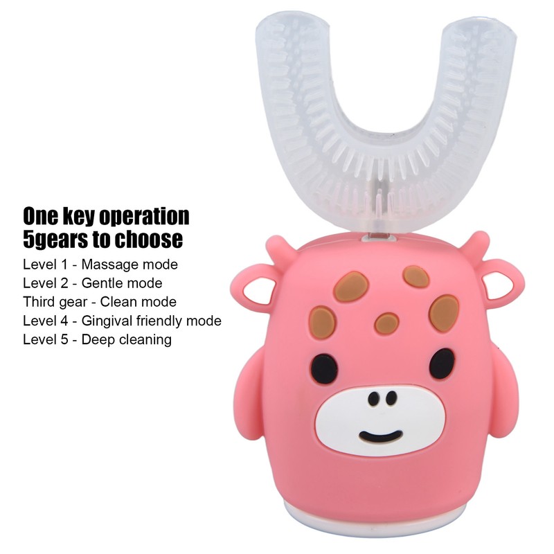 Kids U Shaped Toothbrush Pink Cartoon Electric 360° Tooth Rush
