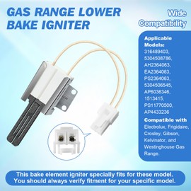 Dreyoo Gas Range Lower Bake Igniter Compatible with 316489403 5304508786, Range Oven Igniter Compatible with Frigidaire Kenmore Kelvinator Westinghouse Crosley Gas Range