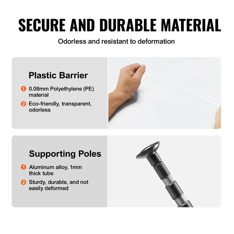 12 Ft Dust Barrier Poles with 4 Telescoping Sections Convenient