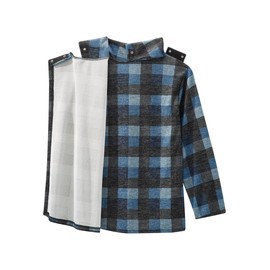 Silvert's Adaptive Clothing & Footwear Women's Open Back Cowl Neck Top - Blue Plaid MED