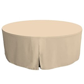 Tablevogue Full Length Fitted Machine Washable Event Tablecloth Cover 30+ Colors and Sizes, Natural, 72-Inch Round