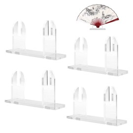 YITOBA Small Chinese Fan Holder, Acrylic Display Stands Base, Clear Japanese Hand Fan Stand, Decorative Holder Easel for Display, Storage Rack Base for Shop Desktop (4 PCS)