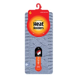 Heat Holders - Ladies Thick Cable Knitted Fleece Lined Thermal Winter Empty Skull Ear Warmer Headband (One Size, Dusky Blue)