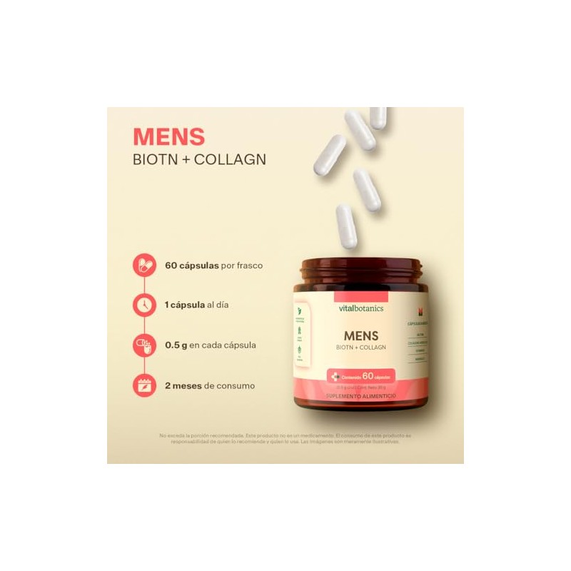 Vital Botanics Biotina + Colágeno Hidrolizado para Hombre