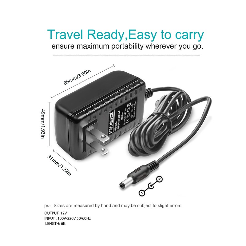 12V Charger for Audio Technica Turntable Charger Power Cord for