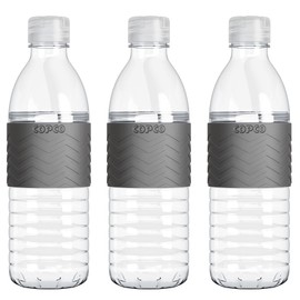 Copco Hydra 16.9 oz Tritan Water Bottle with Spill Resistant Lid & Non-Slip Sleeve, Set of 3 - BPA-Free, Dishwasher Safe, Fits Cup Holders, Great for Gym, Travel, Office - Durable & Lightweight (Grey)