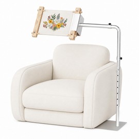 Zgrao Workstand with Side Clamp, Adjustable Cross Stitch Floor Stand, Rotating Needlepoint Stand, Fits Lowery Stand, Q-Snap Frames and Scroll Rods Up to 20" Wide, Heavy Duty Metal Construction