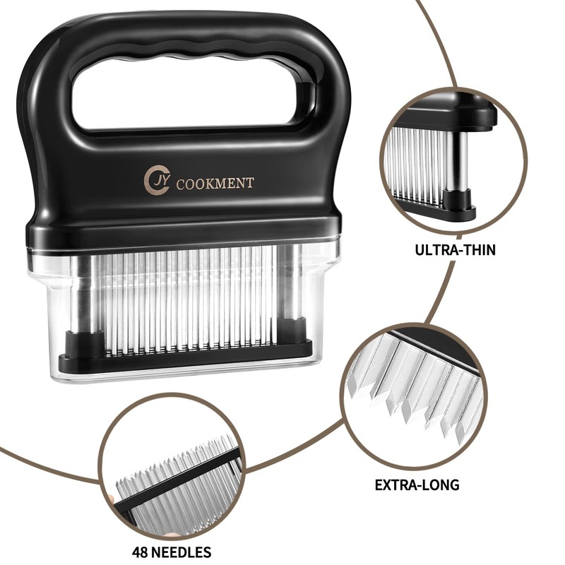 JY COOKMENT Meat Tenderizer with 48 Stainless Steel Ultra Sharp