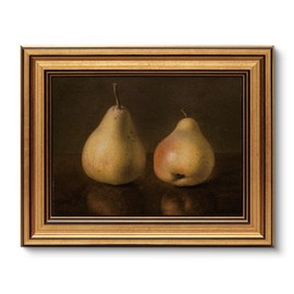 ARPEOTCY Gold Framed Vintage Wall Art for Living Room, Pear Fruits Painting Prints Shelf Decor for Kitchen, Aesthetic Bedroom Wall Art Decor, Farmhouse Artwork for Family (Two Pears - 25.5L x 20.5W)