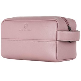 VON HEESEN Toiletry Bag Leather Toiletry Bag for Men and Women - Genuine Leather Necessaire Ideal for Travel - Wash Bag and Cosmetic Bag, lavender, 1 main compartment